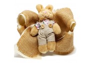 Big Plush Bunny - Double Ribbon Beige