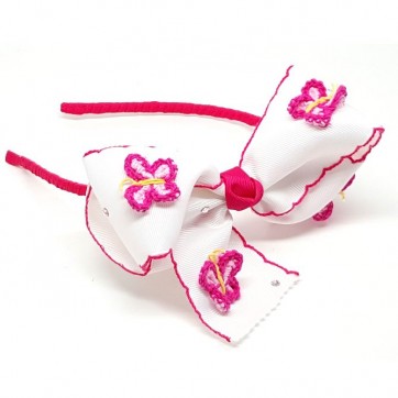 Minis Pink Crochet Butterfly - White