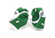 Minis Bow - White / Forrest Green